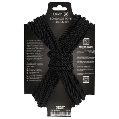 OUCH! Bondage Rope - 10 M - Black - Black Nylon Bondage Rope - 10 metre Length