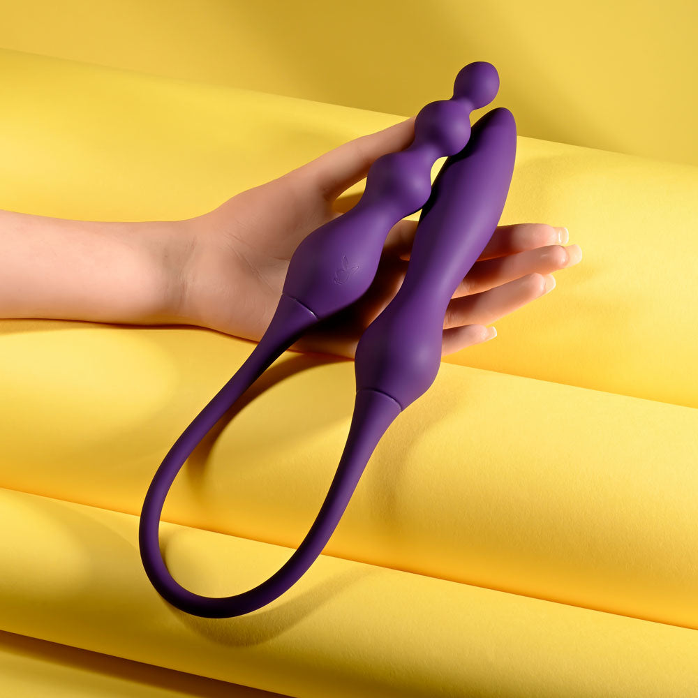 Playboy Pleasure THIS & THAT - Purple 60 cm USB Rechargeable Flexible Dual Ended Vibrator