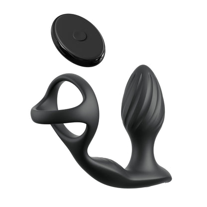 Anal Fantasy Elite Ass-Gasm Gyro-Milk Pro - Black USB Rechargeable Gyrating Butt Plug with Cock Ring