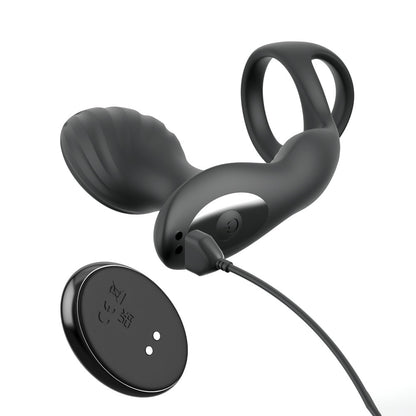 Anal Fantasy Elite Ass-Gasm Gyro-Milk Pro - Black USB Rechargeable Gyrating Butt Plug with Cock Ring