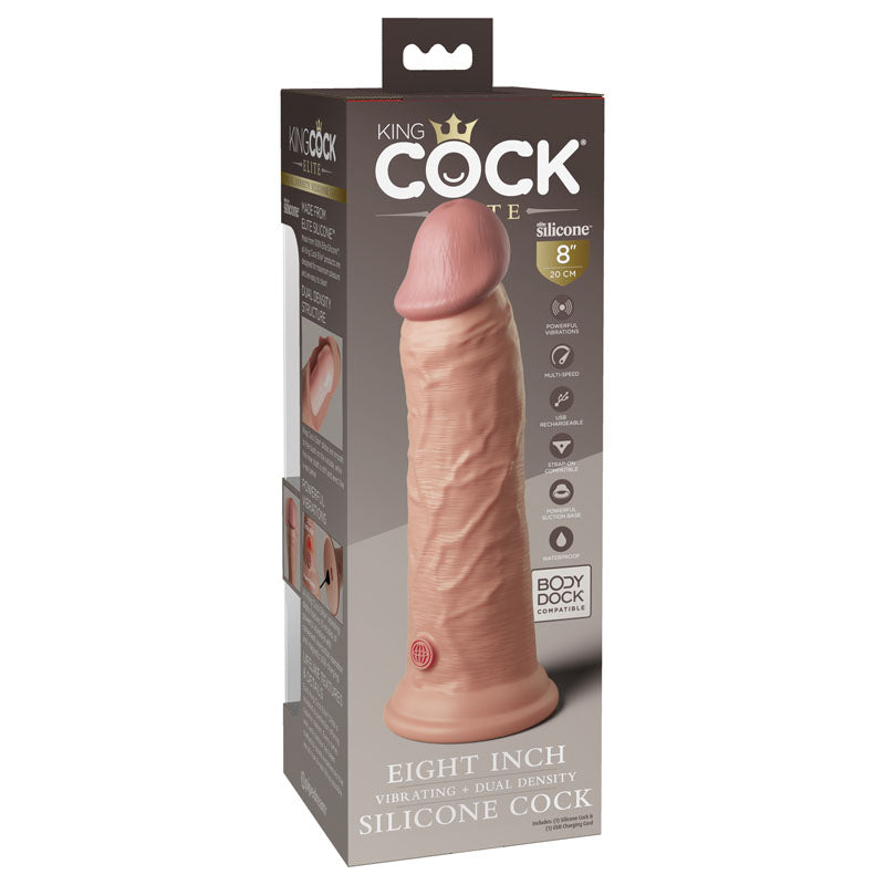 King Cock Elite 8'' Vibrating Dual Density Cock - Flesh