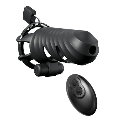 Fantasy C-Ringz Remote-Controlled Vibrating Cock Blocker - Black Vibrating Cock Cage