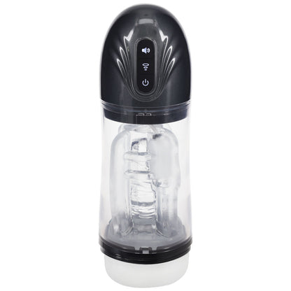 PUMPED SonicPull - Gunmetal - Gunmetal Grey/Clear USB Rechargeable Sucking And Vibrating Auto Masturbator