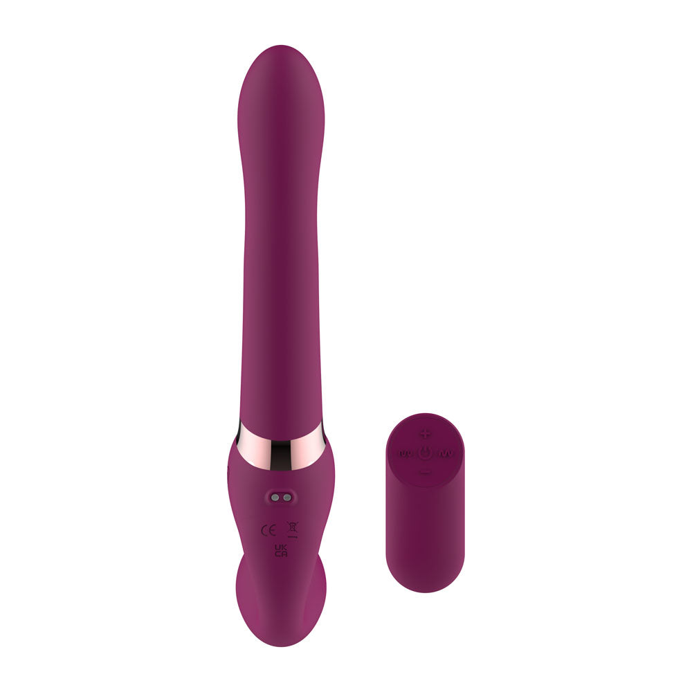 Passion Play Strapless Dildo with Remote Controller - Purple 25 cm USB Rechargeable Strapless Strap-On with Wireless Remote
