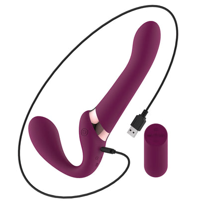 Passion Play Strapless Dildo with Remote Controller - Purple 25 cm USB Rechargeable Strapless Strap-On with Wireless Remote