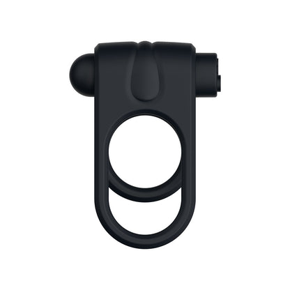 Passion Play Silicone Vibrating Dual Cockring - Black USB Rechargeable Cock & Balls Ring