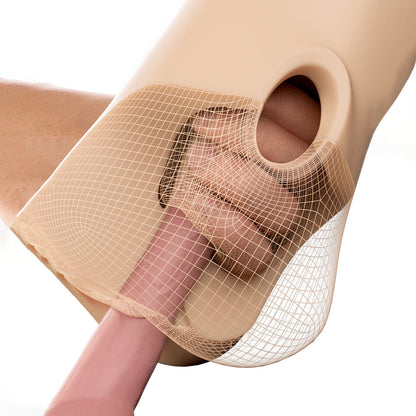 PDX Plus Double Pounder Vibrating Squeeze Stroker - Flesh - Flesh USB Rechargeable Vibrating Vagina Stroker