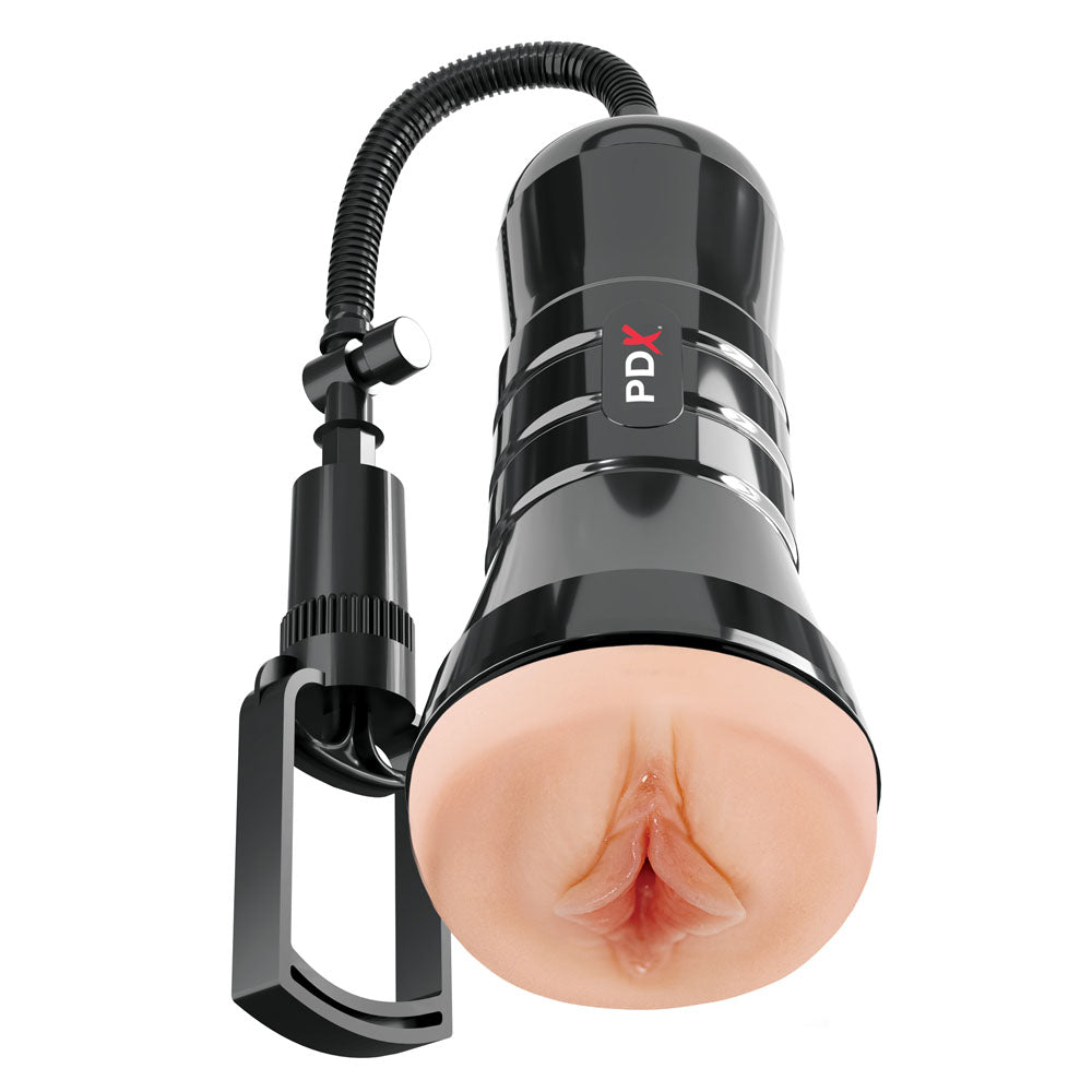 PDX Wet Pussies Super Sucker XXL Stroker - Flesh - Flesh Vagina Stroker with Suction Pump
