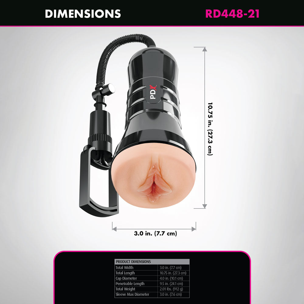 PDX Wet Pussies Super Sucker XXL Stroker - Flesh - Flesh Vagina Stroker with Suction Pump