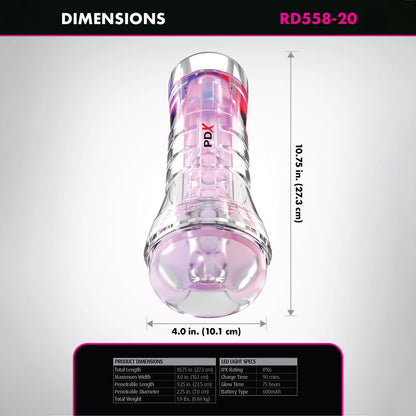 PDX Elite ViewTube XXL LED Stroker - Clear Stroker with LED Lights