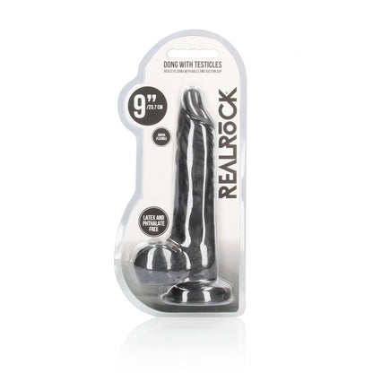 REALROCK 9'' Realistic Dong with Balls - Black - Black 22.9 cm Dong