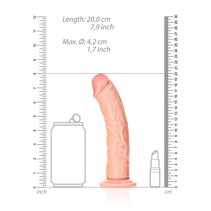 REALROCK Realistic Regular Curved Dildo with Suction Cup - 18 cm