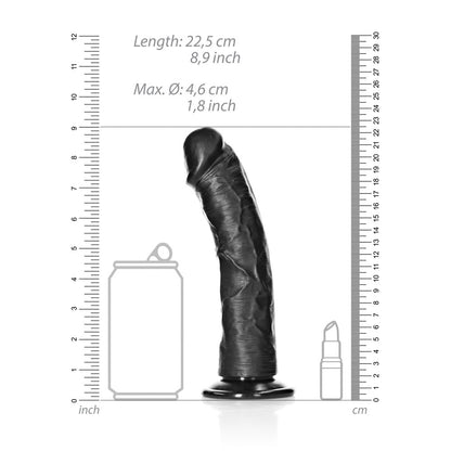 REALROCK Realistic Regular Curved Dildo with Suction Cup - 20 cm - Black 20 cm (8'') Dong