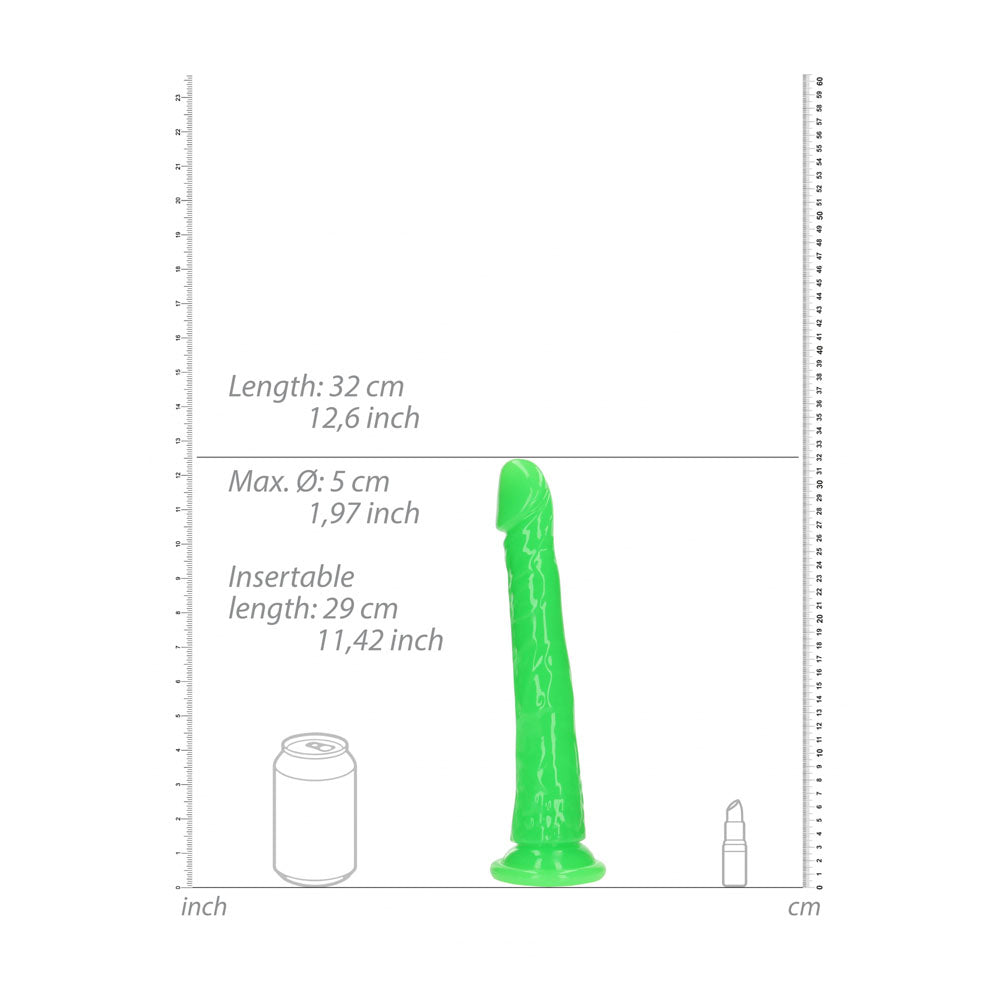 REALROCK 29 cm Slim Glow in the Dark Neon - Green - Glow in Dark Green 29 cm (11'') Dong