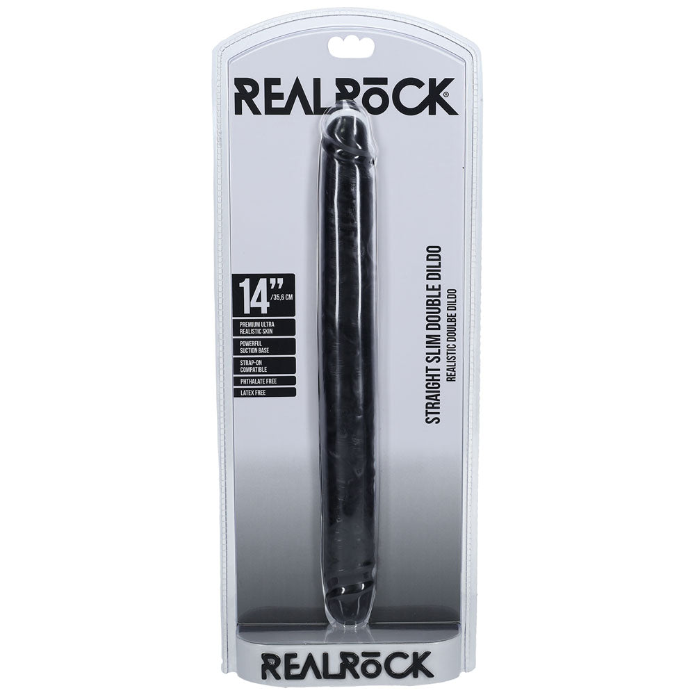 REALROCK 35cm Slim Double Dildo - Black