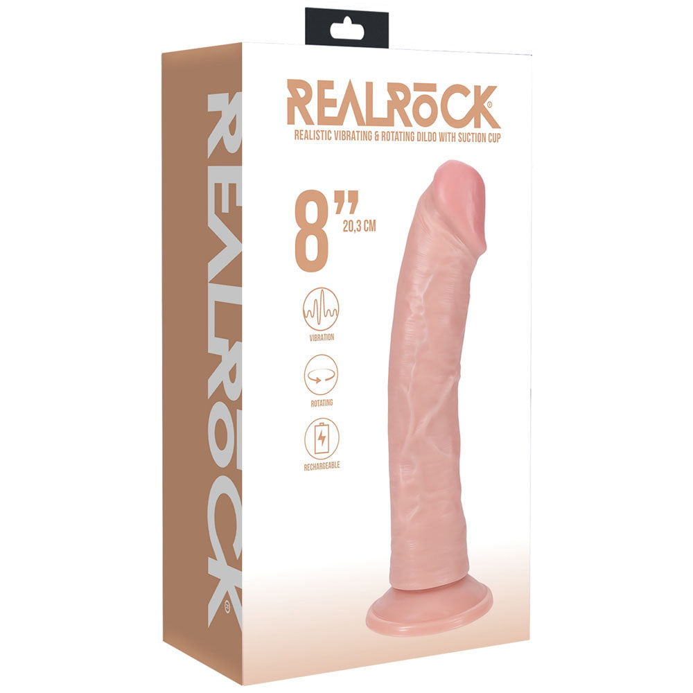 REALROCK 20cm Vibrating + Rotating Cock - Flesh