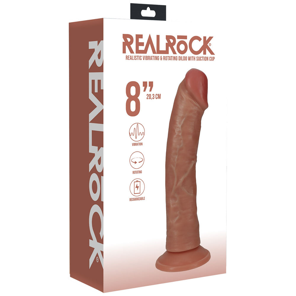 REALROCK 20cm Vibrating + Rotating Cock - Tan