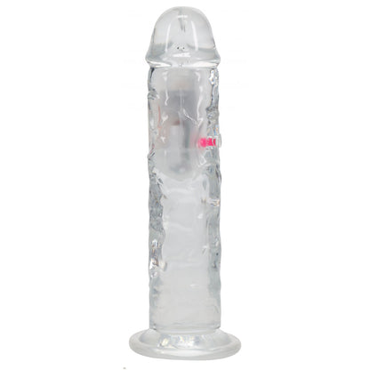 REALROCK 8'' No Balls Wireless Rechargeable LED Vibrating Dong - Clear with LED 22 cm USB Rechargeable Vibrating Dong with Remote