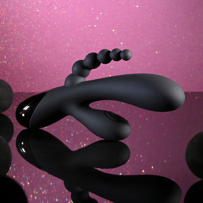 Selopa TRIPLE ACES - Black 19.7 cm USB Rechargeable Triple Stimulator Vibrator