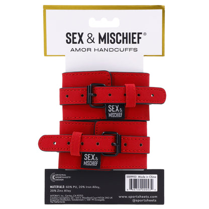 Sex & Mischief Amor Handcuffs - Red Restraints