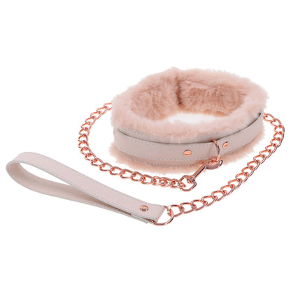 Sex & Mischief Peaches n CreaMe Fur Collar & Leash - Peach Restraint