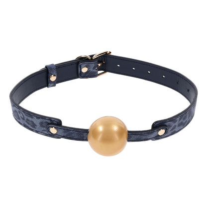 Sex & Mischief Cougar Ball Gag - Navy Blue/Gold Mouth Restraint