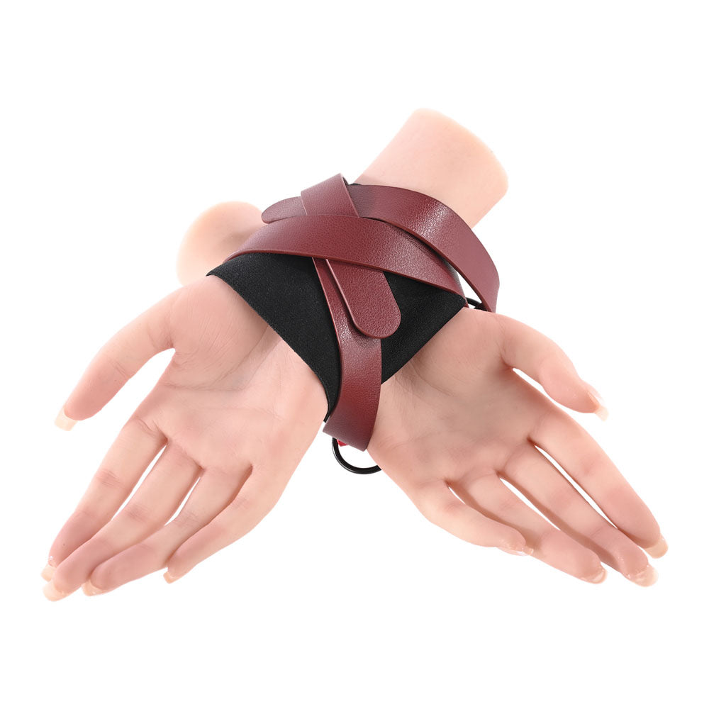 S&M Exs & Ohs Cross Cuffs - Red/Black Restraints
