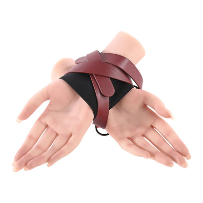 S&M Exs & Ohs Cross Cuffs - Red/Black Restraints