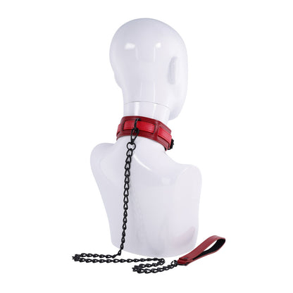 S&M Exs & Ohs Collar and Leash - Red Neck Restraint