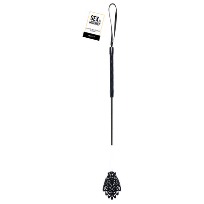 Sex & Mischief Lace Silicone Crop - Black/White 50 cm Crop Whip