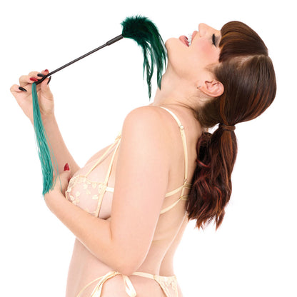 Sex & Mischief Indica Feather Tickler - Green Feather Tickler Whip