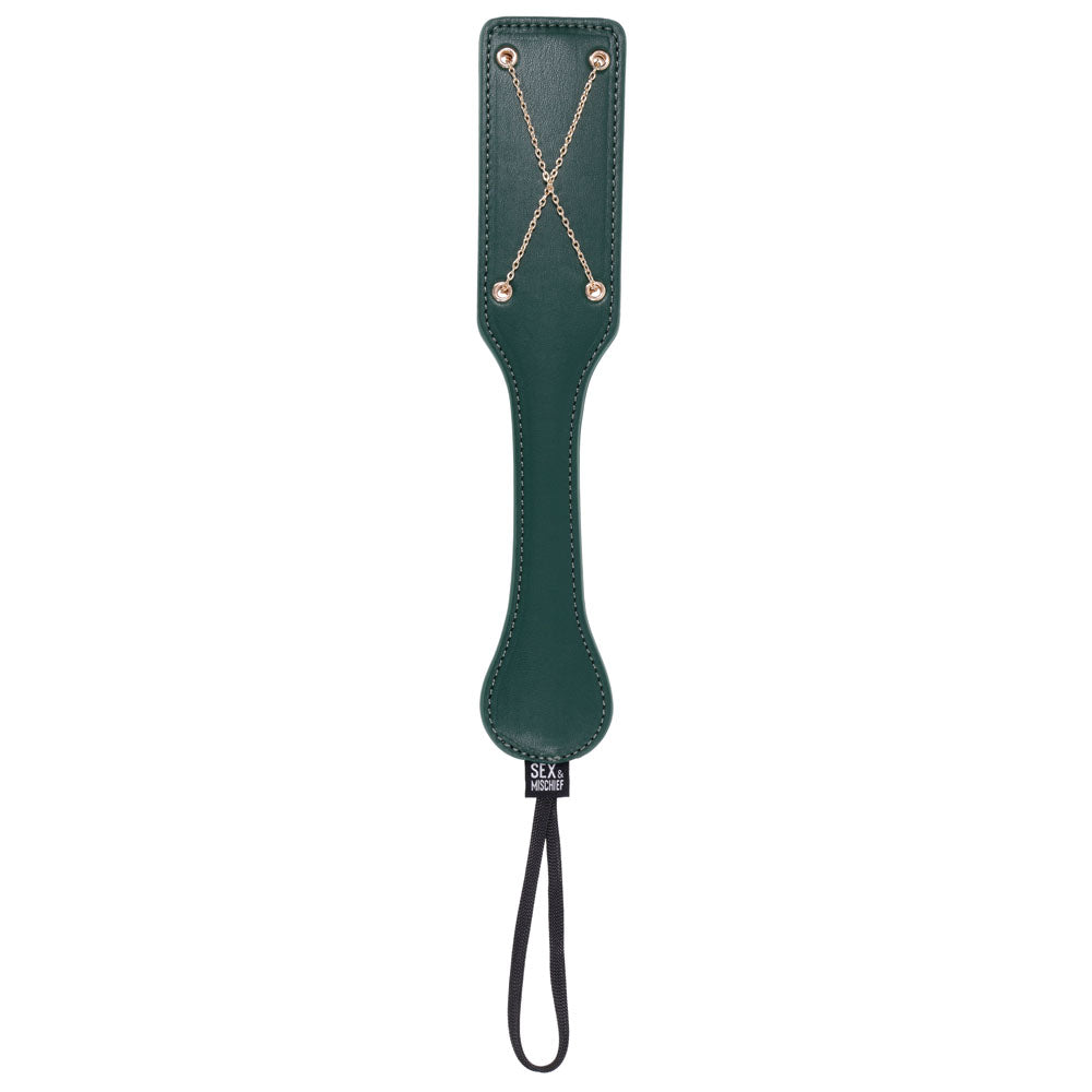 Sex & Mischief Indica Chain Impressions Paddle - Green/Gold Spanking Paddle