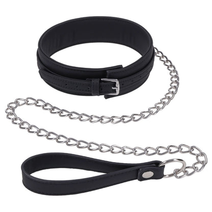 SPORTSHEETS Signature Midnight Muse Collar & Leash - Black Adjustable Restraint