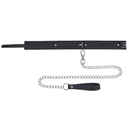 SPORTSHEETS Signature Midnight Muse Collar & Leash - Black Adjustable Restraint