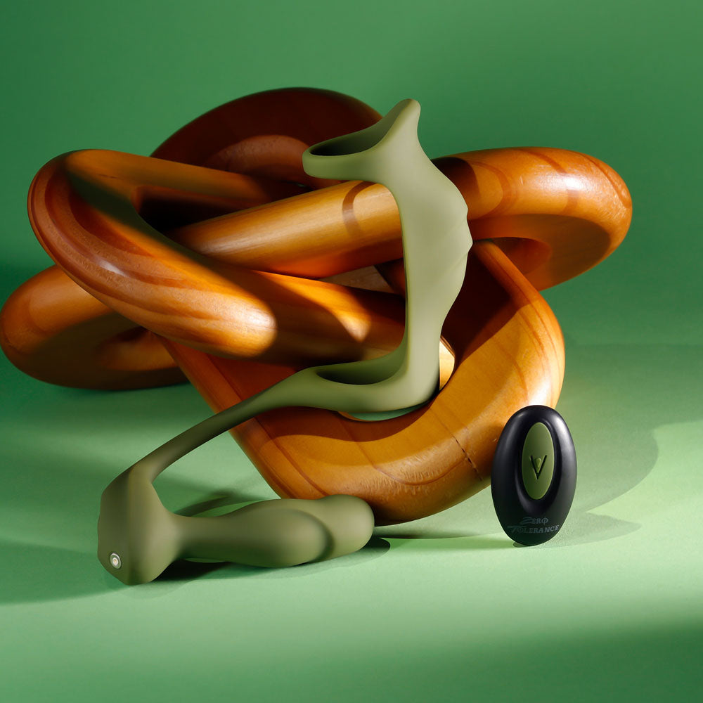 Zero Tolerance PROSTATE POWER PACK - Green USB Rechargeable Vibrating Prostate Massager with Cock Ring Harness