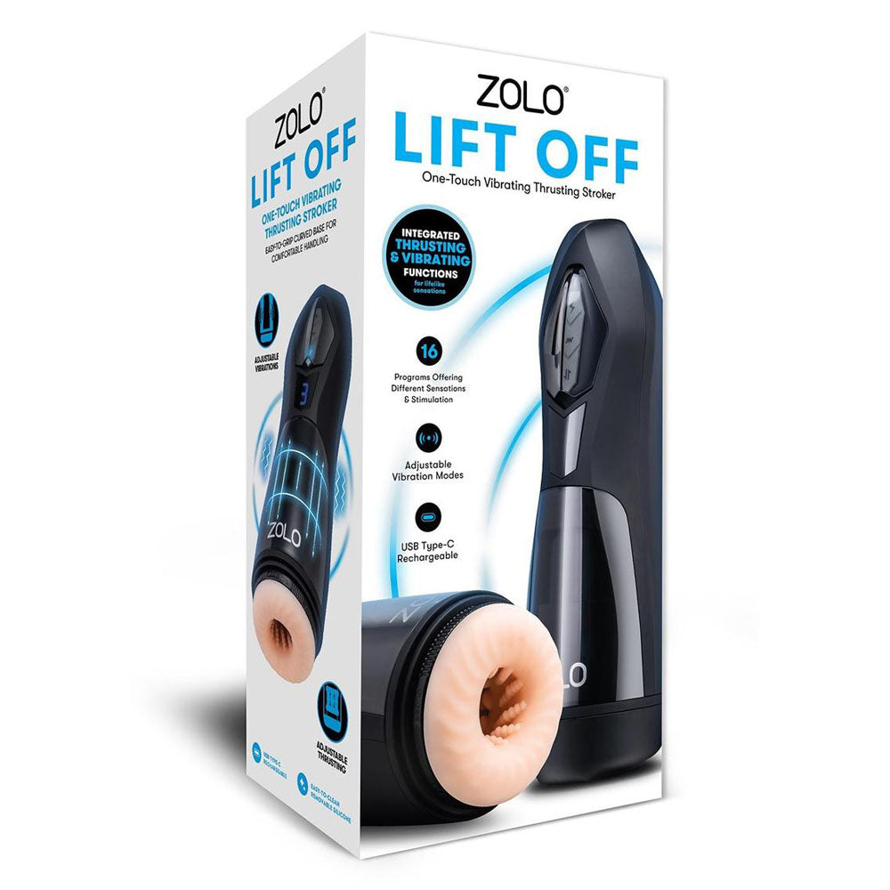 Zolo Lift Off - Flesh USB Rechargeable Vibrating and Thrusting Auto Stroker